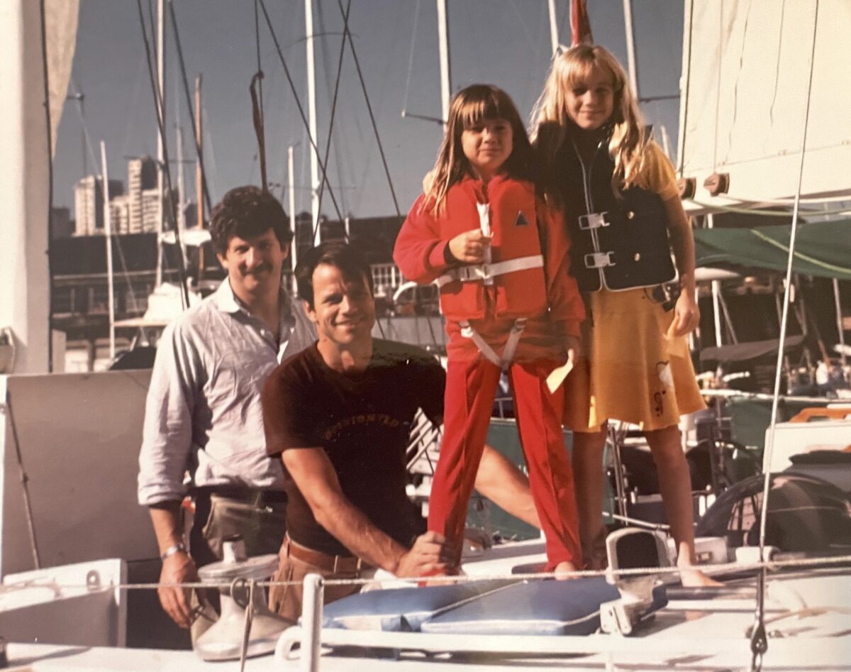 Jeff Cook sailing Feo on San Francisco Bay in 1985